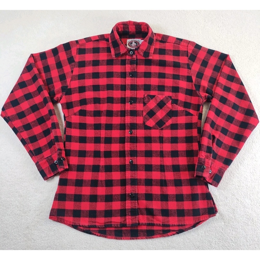 Johnson Woolen Mills Green Mountain Flannel Shirt Small Red Buffalo Plaid USA